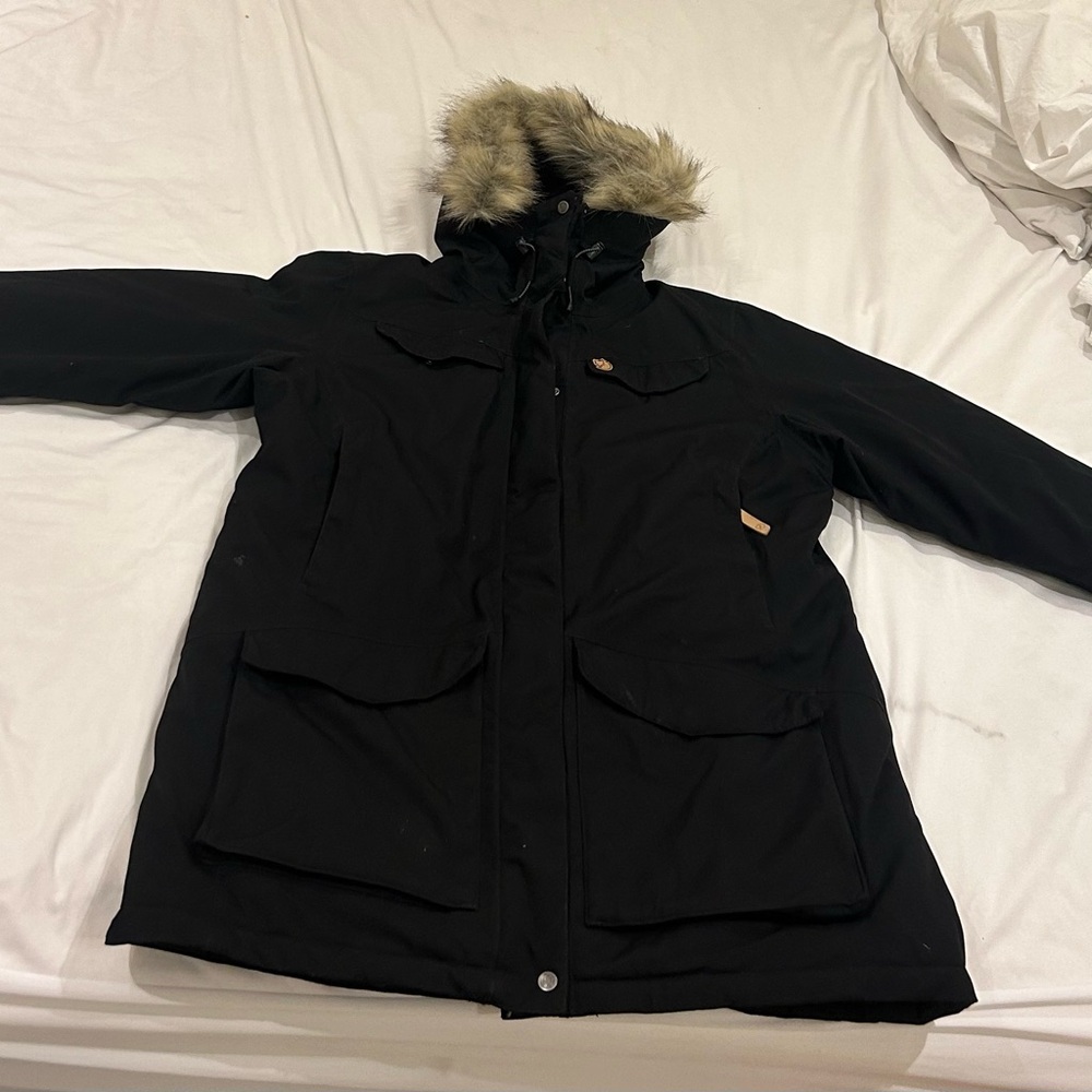 Fjallraven Black Jacket with Faux Fur Hood